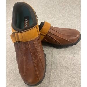 The Original Graphite Jeanswear Austin Brown Leather Slip On Clogs Men's Size 9